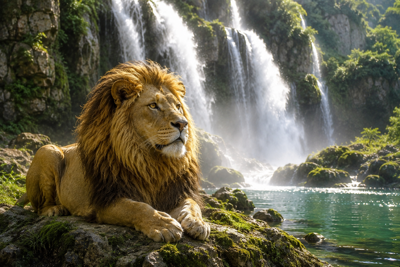 The Guardian of the Falls – Fine Art Lion