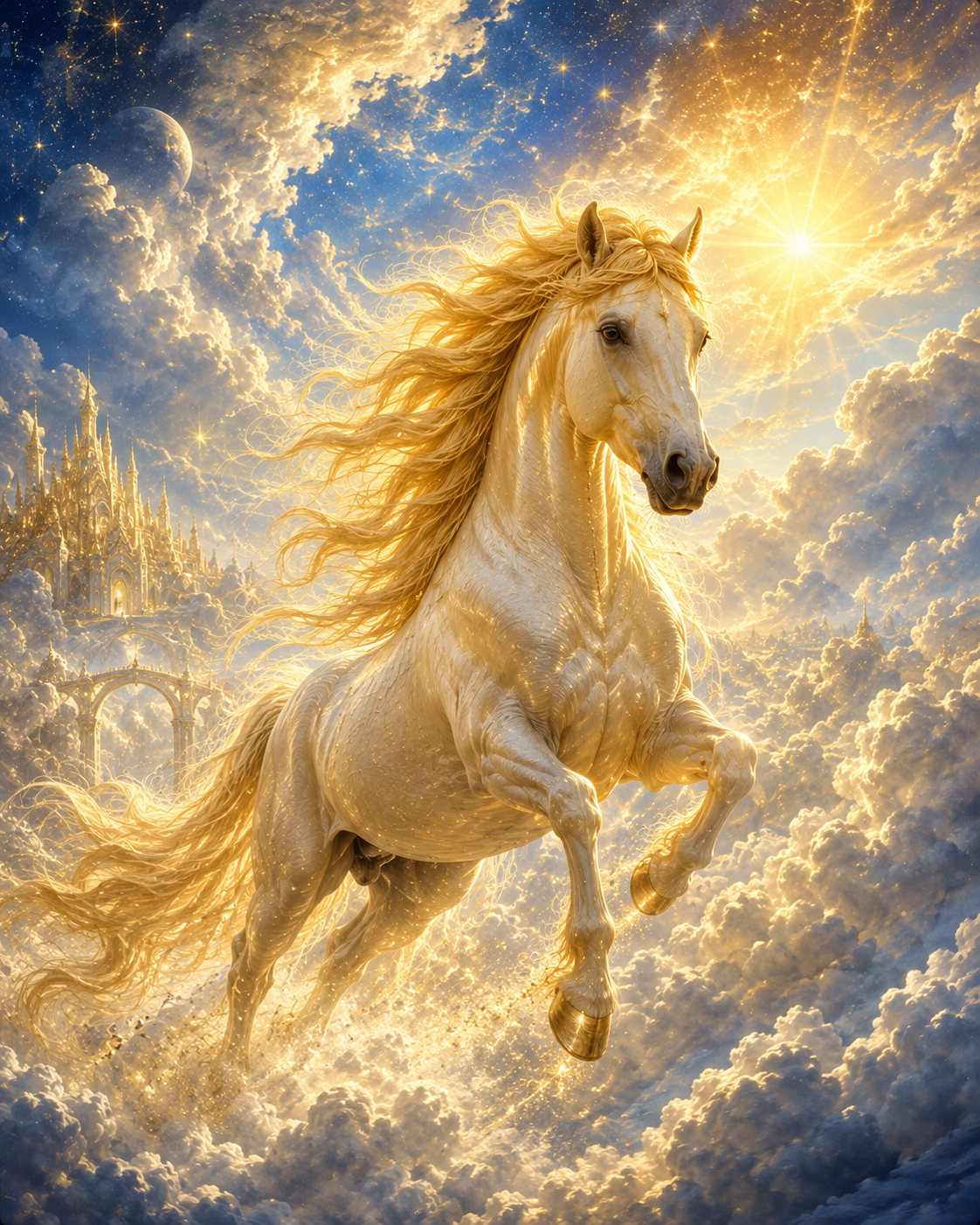 Golden Horse of Abundance – Digital Art